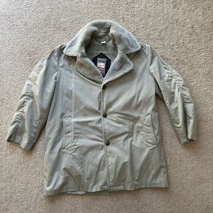 Mighty Mac Jacket Mens 42 Vtg 3 Button Close Faux Fur Fleece Lined Coat